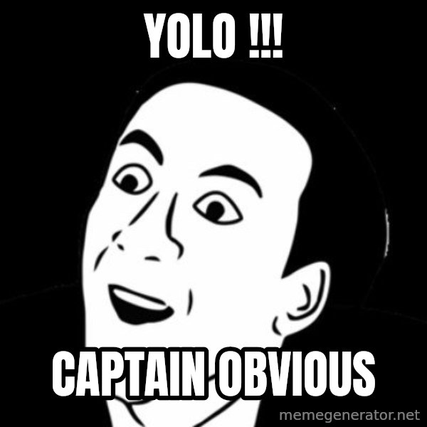 you don't say meme meme: YOLO !!! / captain obvious