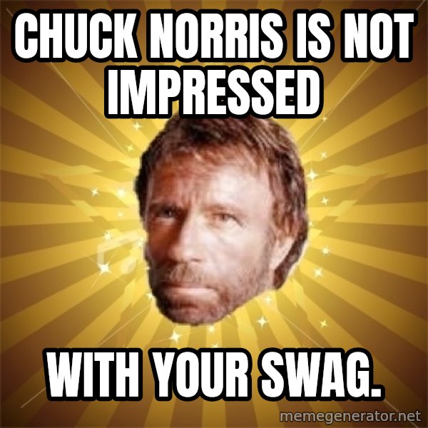Chuck Norris Advice meme: chuck norris is not impressed / with your swag.