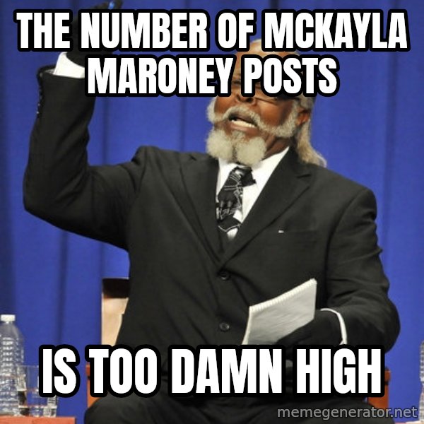 Rent Is Too Damn High meme: the number of MCKAYLA MARONEY posts / is too damn high