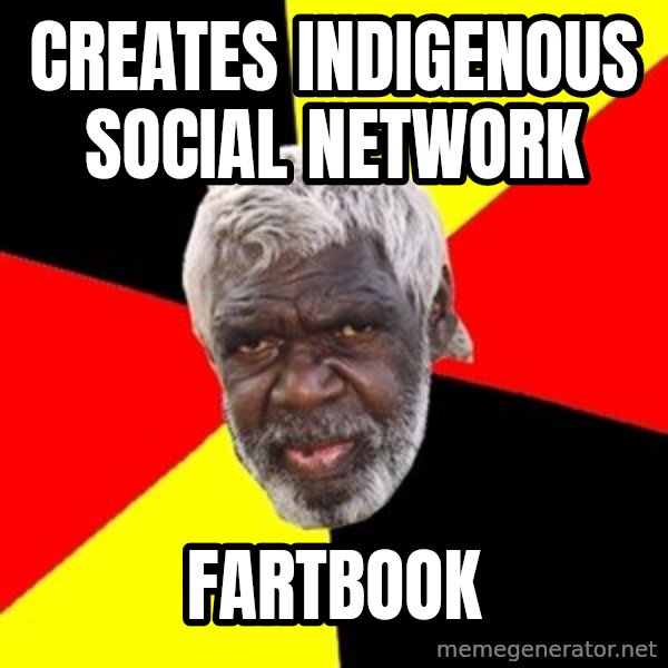 Aboriginal meme: CREATES INDIGENOUS SOCIAL NETWORK / FARTBOOK
