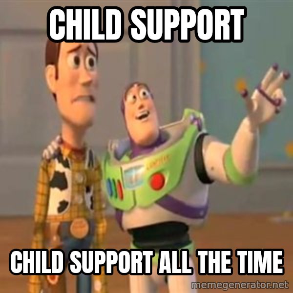 X, X Everywhere  meme: child support / child support all the time