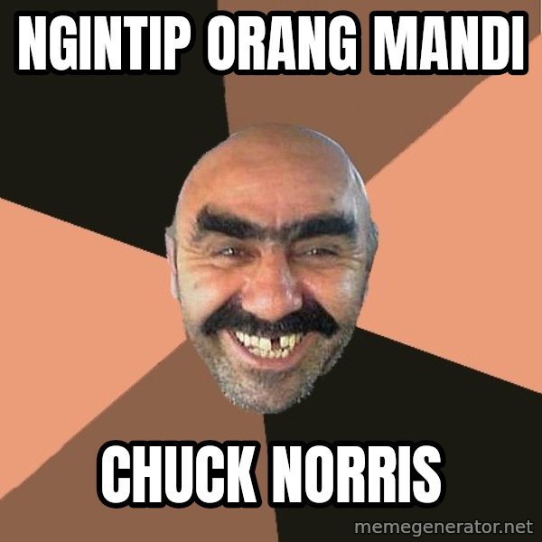 Provincial Man meme: NGINTIP ORANG MANDI / chuck norris