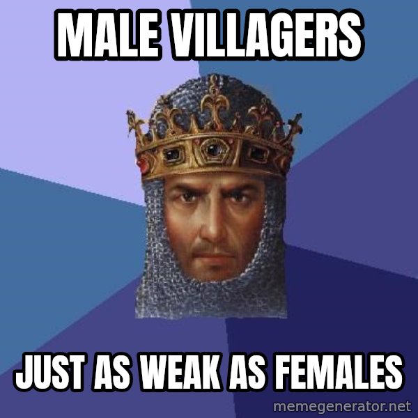 Age Of Empires meme: MALE VILLAGERS / JUST AS WEAK AS FEMALES