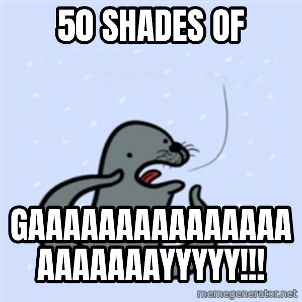 gay seal meme: 50 shades of / gaaaaaaaaaaaaaaaaaaaaaayyyyy!!!
