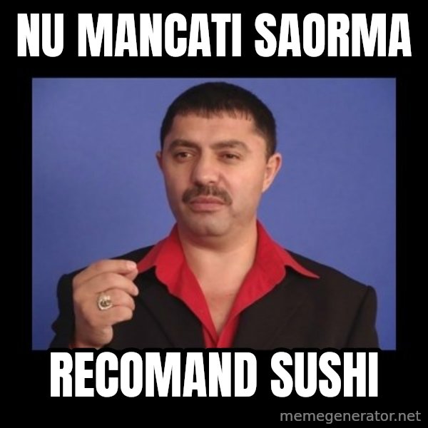 Manelistul Nicolae Guta meme: nu mancati saorma / recomand sushi