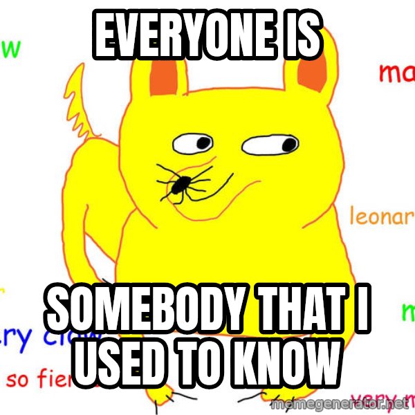 Forever Alone meme: everyone is / somebody that i used to know
