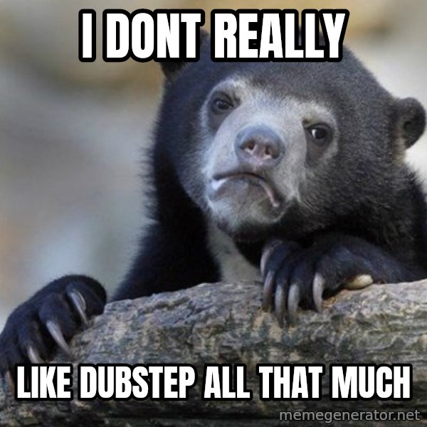 Confession Bear meme: i dont really / like dubstep all that much