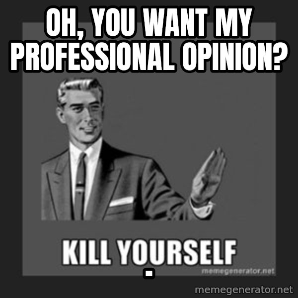 kill yourself guy meme: Oh, You want my     PROFESSIONAL OPINION? / .