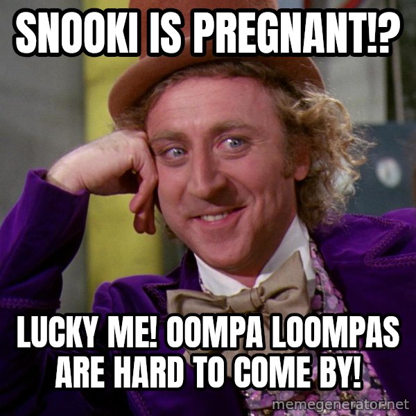 Willy Wonka meme: Snooki is pregnant!? / Lucky Me! oompa loompas are hard to come by!