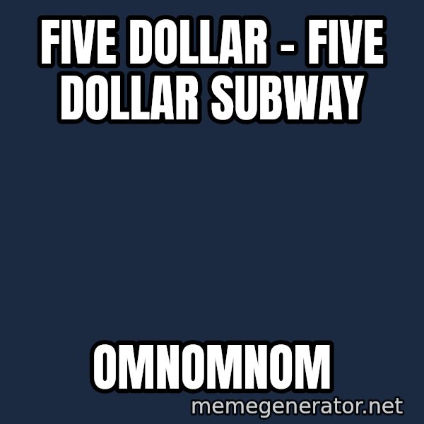 Hungry Chris Christie meme: Five Dollar - Five Dollar Subway / omnomnom