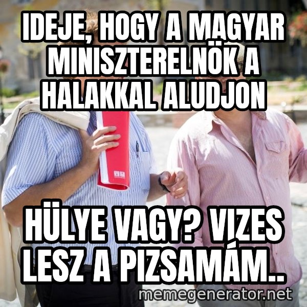 Donorban meme: ideje, hogy a magyar miniszterelnök a halakkal aludjon / hülye vagy? Vizes lesz a pizsamám..