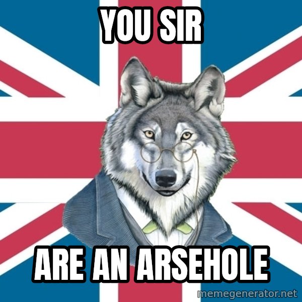 Sir Courage Wolf Esquire meme: You sir / are an arsehole