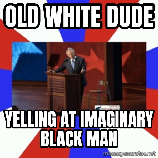 Invisible Obama meme: old white dude / yelling at imaginary black man