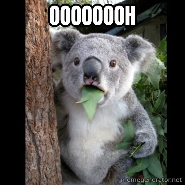 Koala can't believe it meme: oooooooh