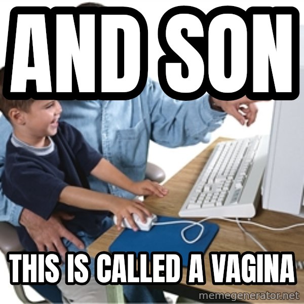 Computer dad meme: And son / This is called a vagina