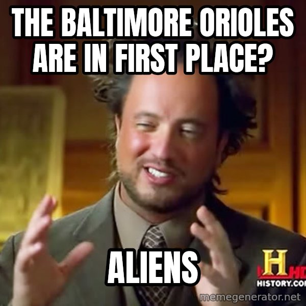 Giorgio A Tsoukalos Hair meme: The baltimore orioles are in first place? / aliens