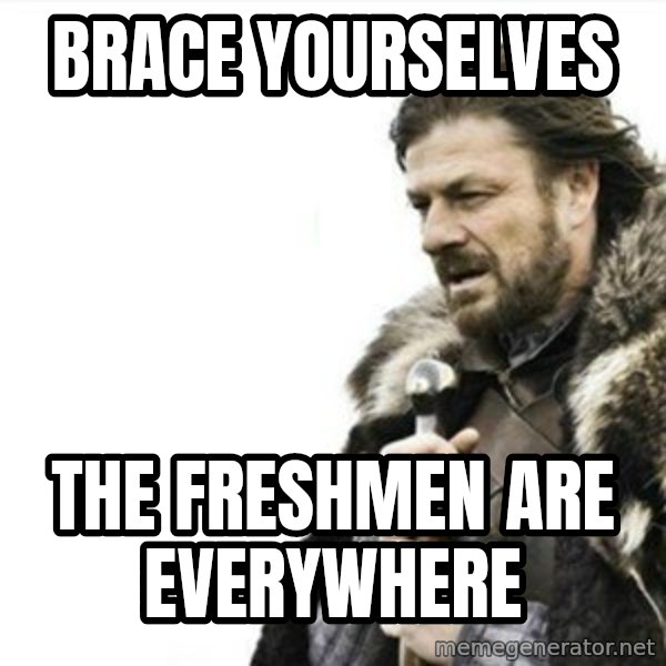 Prepare yourself meme: Brace yourselves / The freshmen are everywhere