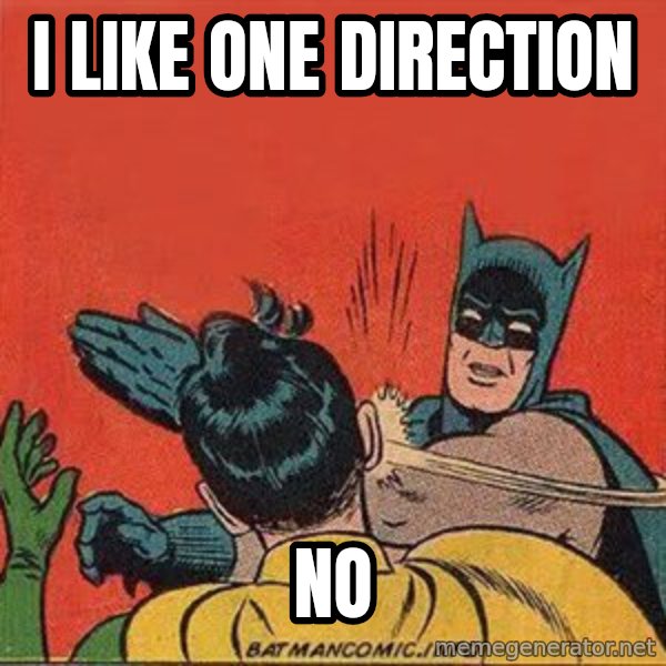 batman slap robin meme: i like one direction / NO