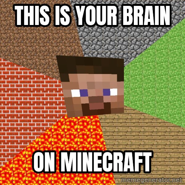 Minecraft Guy meme: this is your brain / on minecraft