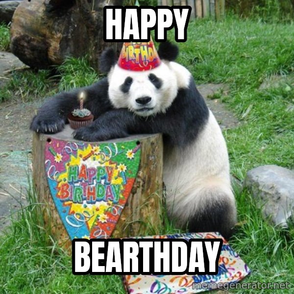 Happy Birthday Panda meme: Happy / Bearthday