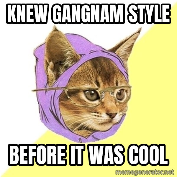 Hipster Kitty meme: knew gangnam style / before it was cool
