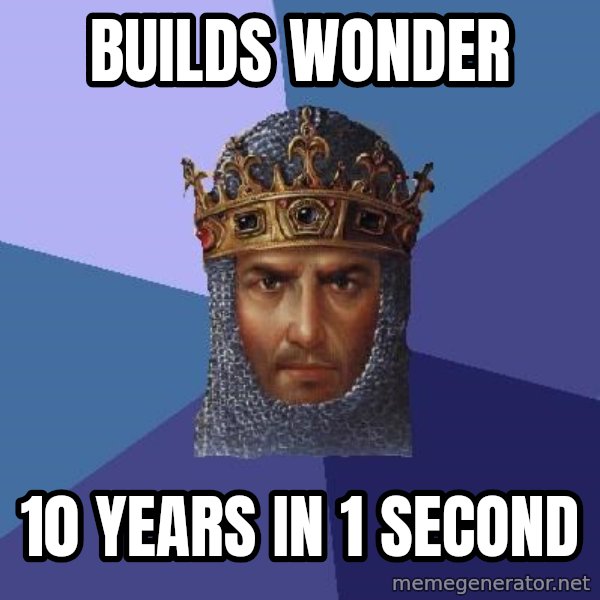 Age Of Empires meme: Builds wonder / 10 years in 1 second