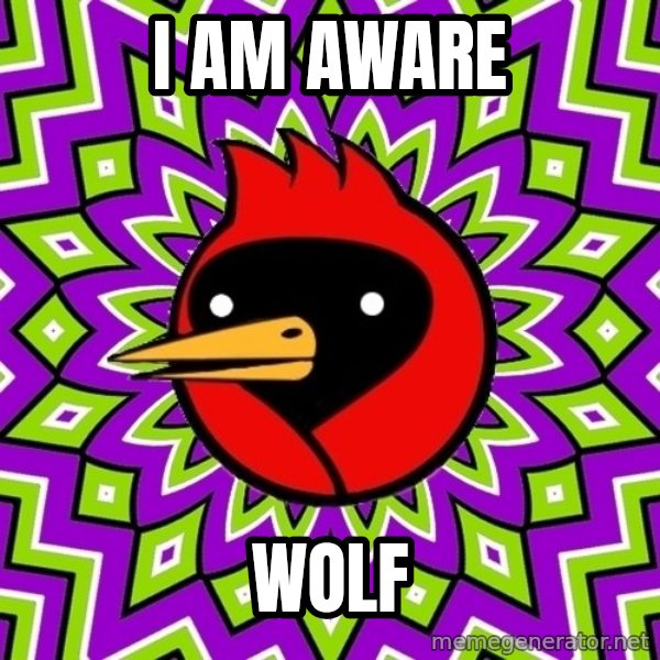 Omsk Crow meme: i am aware / wolf