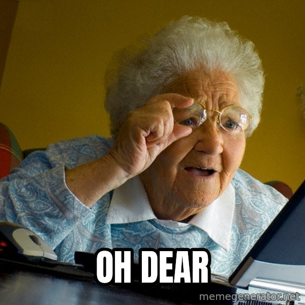 Internet Grandma Surprise meme: Oh Dear