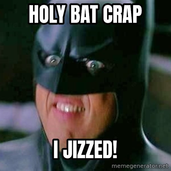 Goddamn Batman meme: holy bat crap / i jizzed!