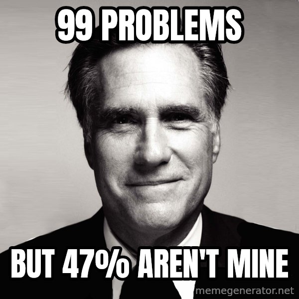 RomneyMakes.com meme: 99 problems / but 47% aren't mine