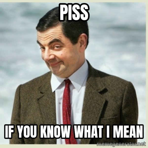 MR bean meme: PISS / IF YOU KNOW WHAT I MEAN