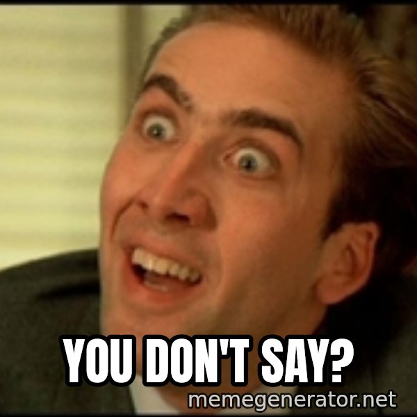 You Don't Say Nicholas Cage meme: You don't say?