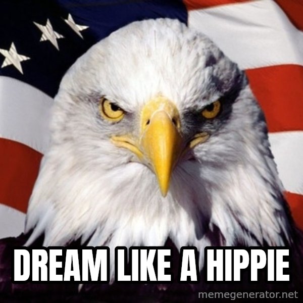 American Pride Eagle meme: Dream like a hippie