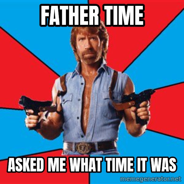 Chuck Norris  meme: father time / asked me what time it was