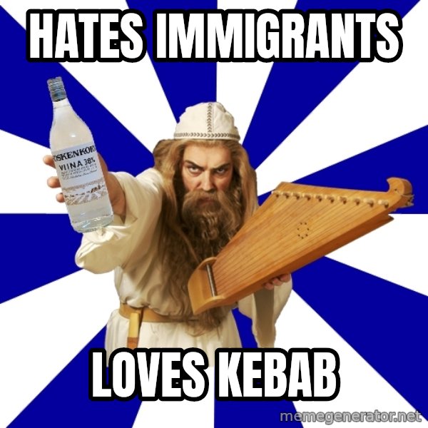FinnishProblems meme: hates immigrants / loves kebab