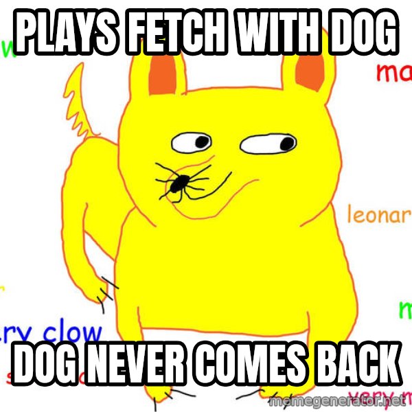 Forever Alone meme: plays fetch with dog / dog never comes back