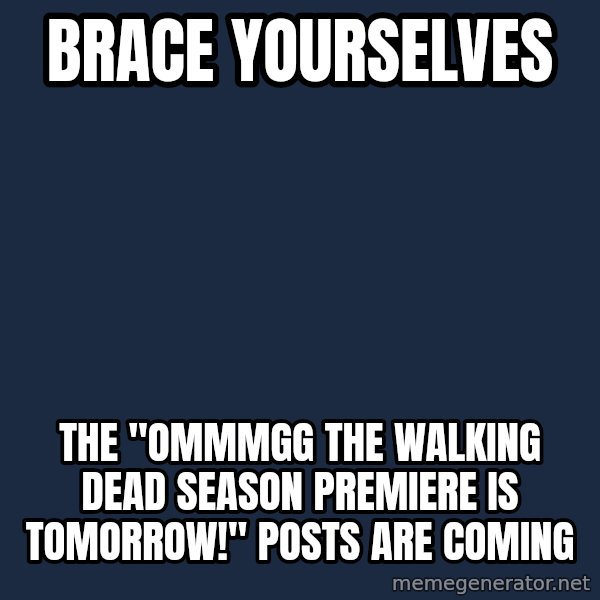 Winter is Coming meme: BRACE YOURSELVES / tHE "OMMMGG THE WALKING DEAD SEASON PREMIERE IS TOMORROW!" POSTS ARE COMING