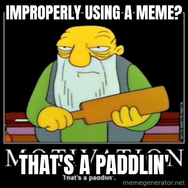 Thats a paddlin meme: Improperly using a meme? / that's a paddlin'