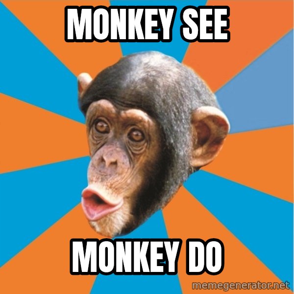 Stupid Monkey meme: MONKEY SEE / MONKEY DO
