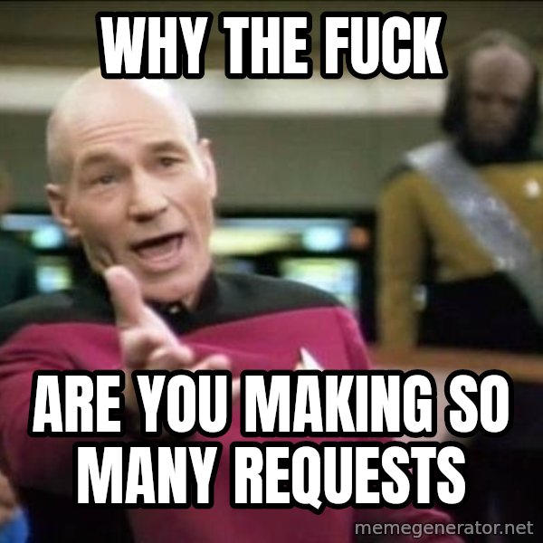 Why the fuck meme: Why the fuck / are you making so many requests