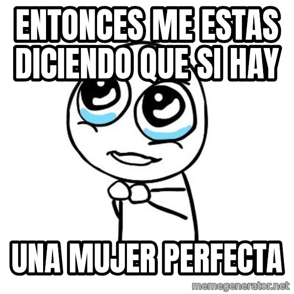pleaseguy  meme: entonces me estas diciendo que si hay / una mujer perfecta