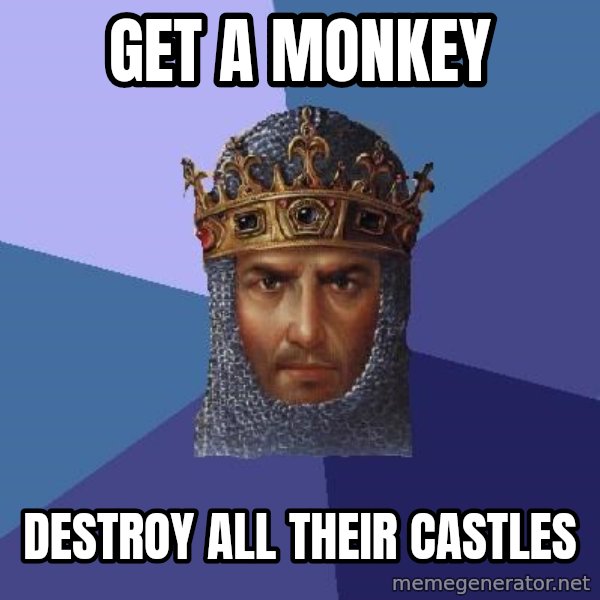 Age Of Empires meme: Get a monkey / destroy all their castles
