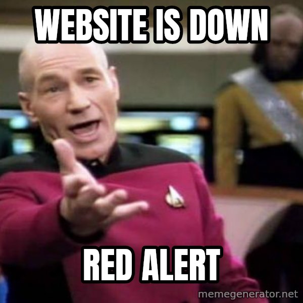 Picard Wtf meme: WEBSITE IS DOWN / RED ALERT