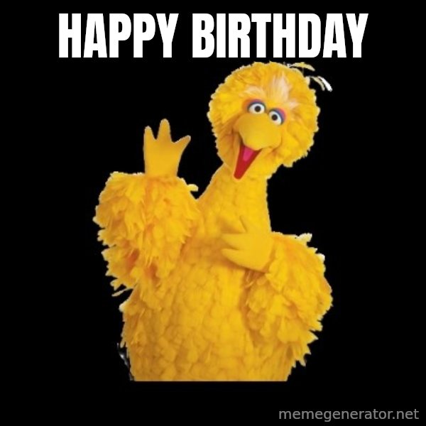 BIG BIRD meme meme: happy birthday