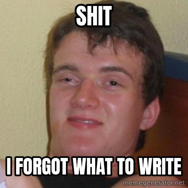 Really Stoned Guy meme: shit / i forgot what to write