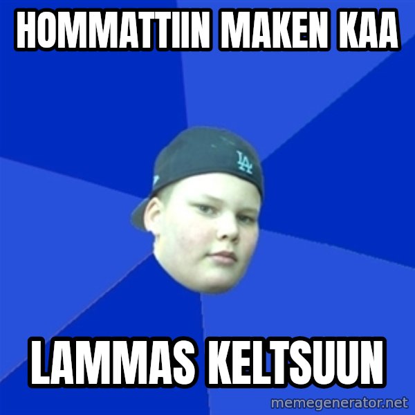 Jonnen Neuvo meme: Hommattiin    Maken   kaa / lammas    keltsuun