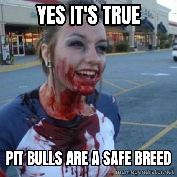 Scary Nympho meme: yes it's true / pit bulls are a safe breed