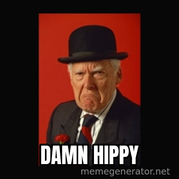 grumpy old man meme: Damn Hippy