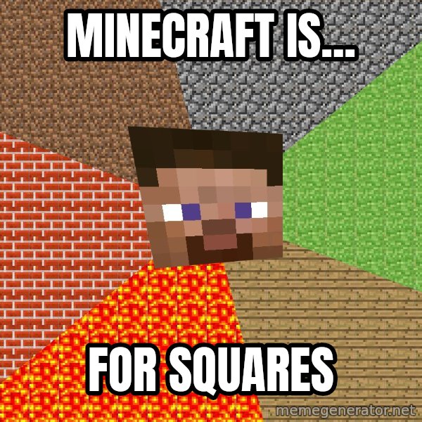 Minecraft Guy meme: Minecraft is... / FOR SQUARES
