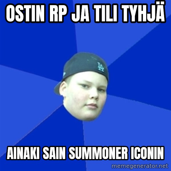 Jonnen Neuvo meme: OSTIN RP JA TILI TYHJÄ / AINAKI SAIN SUMMONER ICONIN